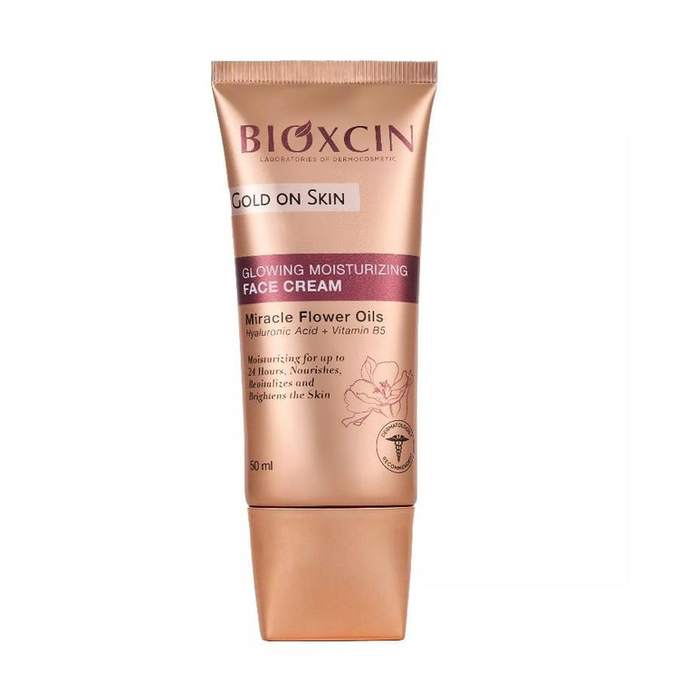 كرم پودر مرطوب كننده و براق كننده لومی گلوشن بيوكسين Bioxcin مدل Gold On Skin حجم 50 ميل